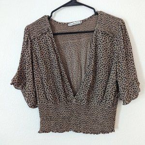 Short-Sleeve Smocked-Waist Top - Abercrombie - Medium